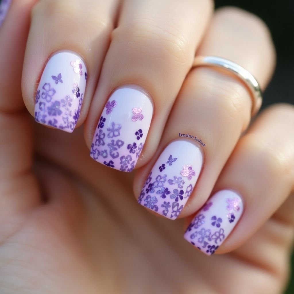 Purple Spring Nail Design