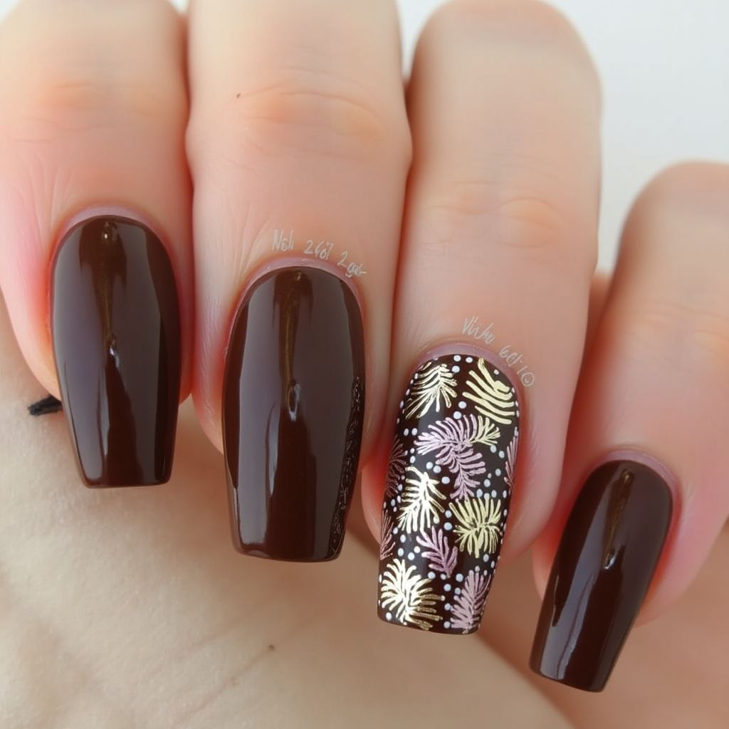 Chocolate Brown Summer Nail Design