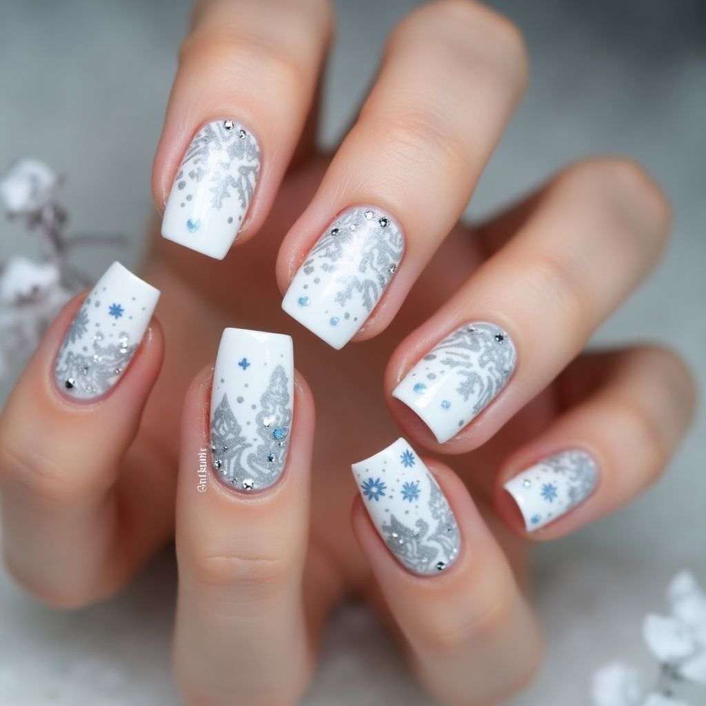 White Winter Nail Design