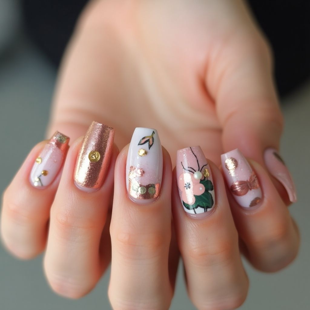 Copper Spring Nail Design