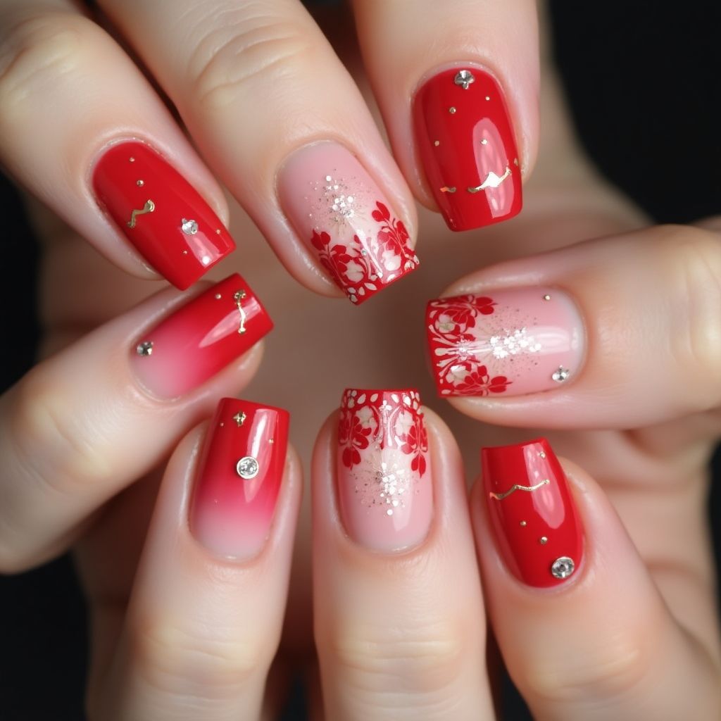 Red Spring Nail Design