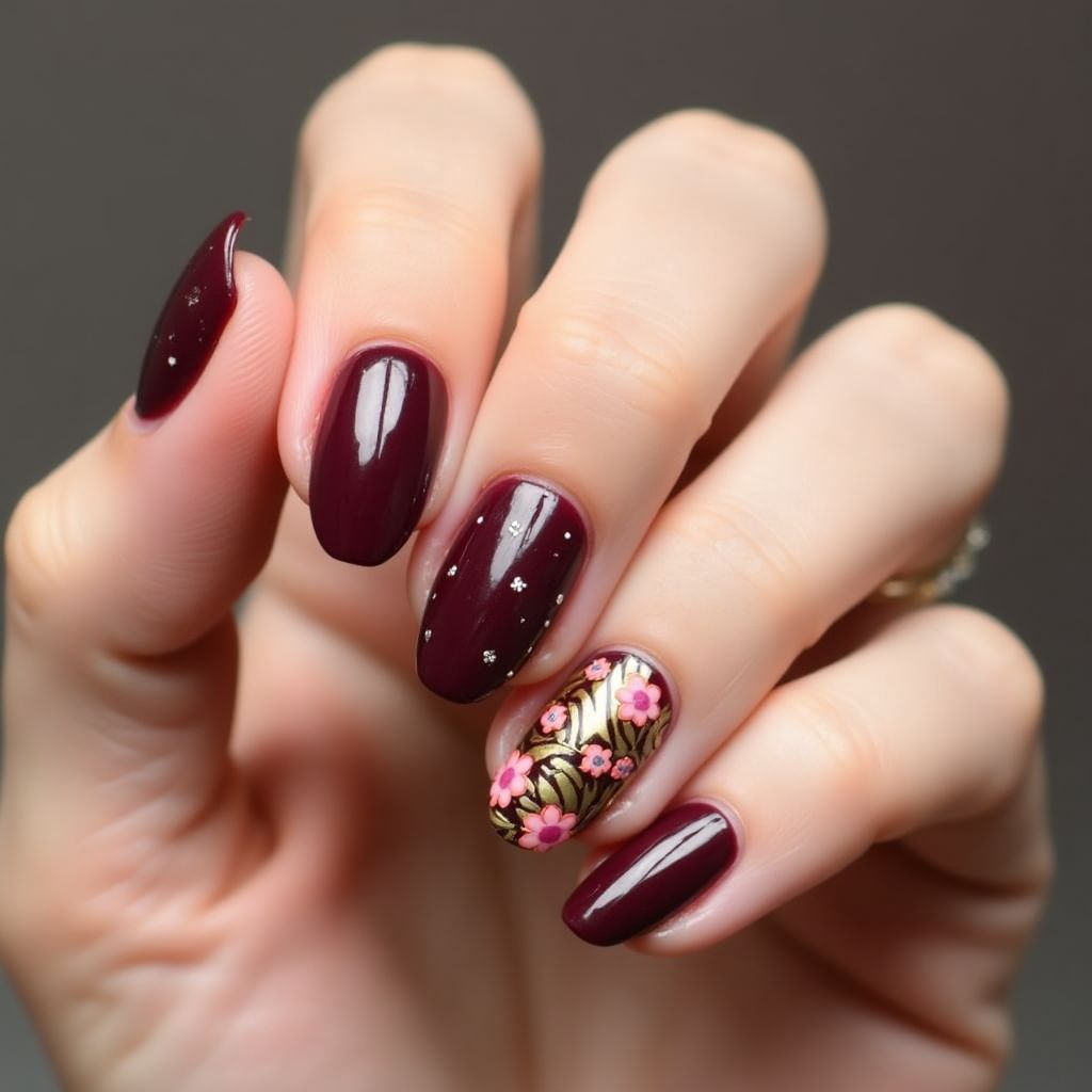 Burgundy Summer Nail Design