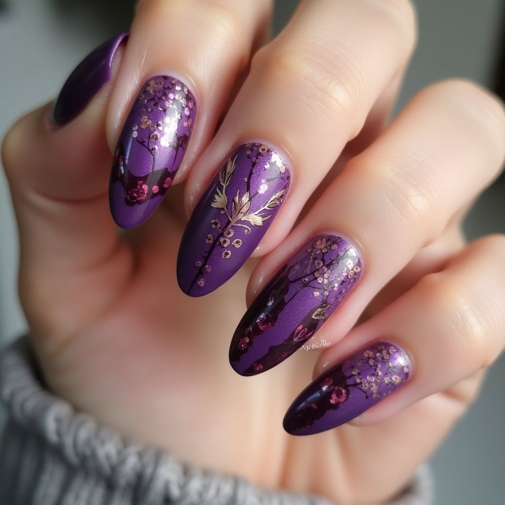Purple Autumn Nail Design