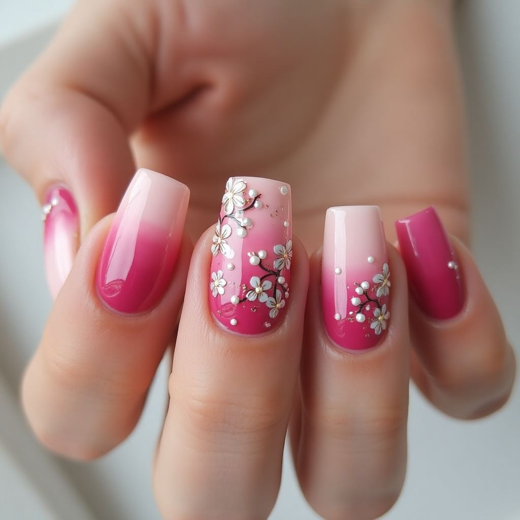 Fuchsia Spring Nail Design