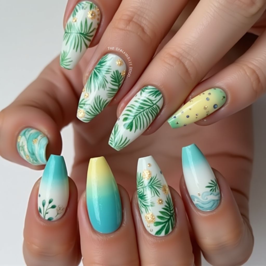 Turquoise Summer Nail Design