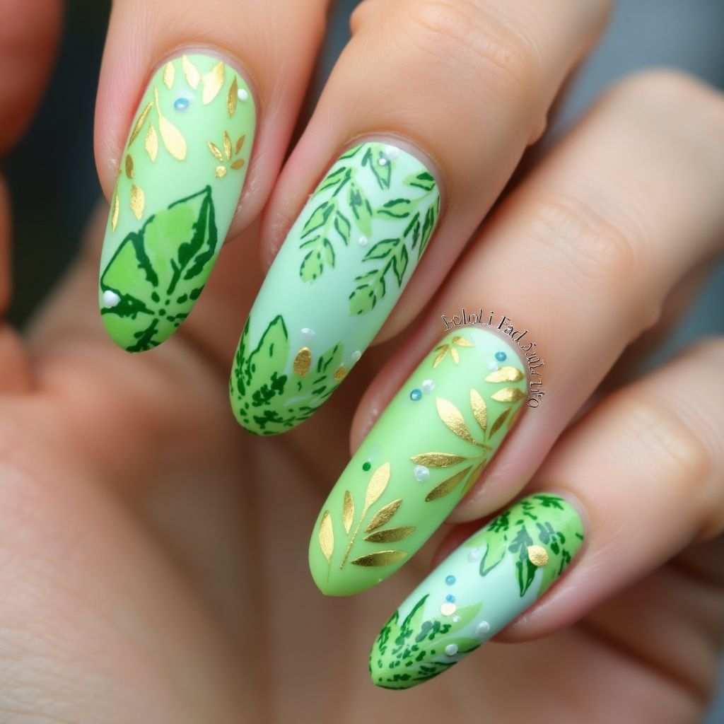 Green Summer Nail Design