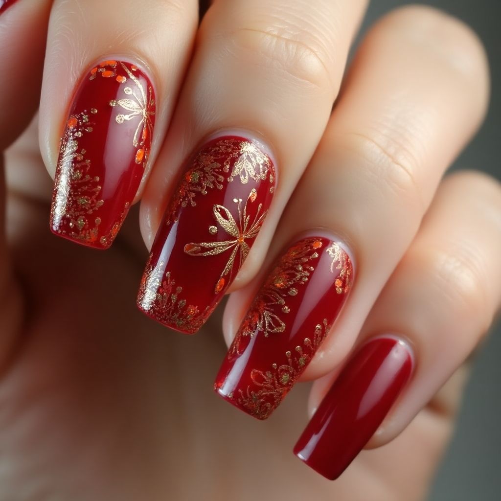 Red Autumn Nail Design