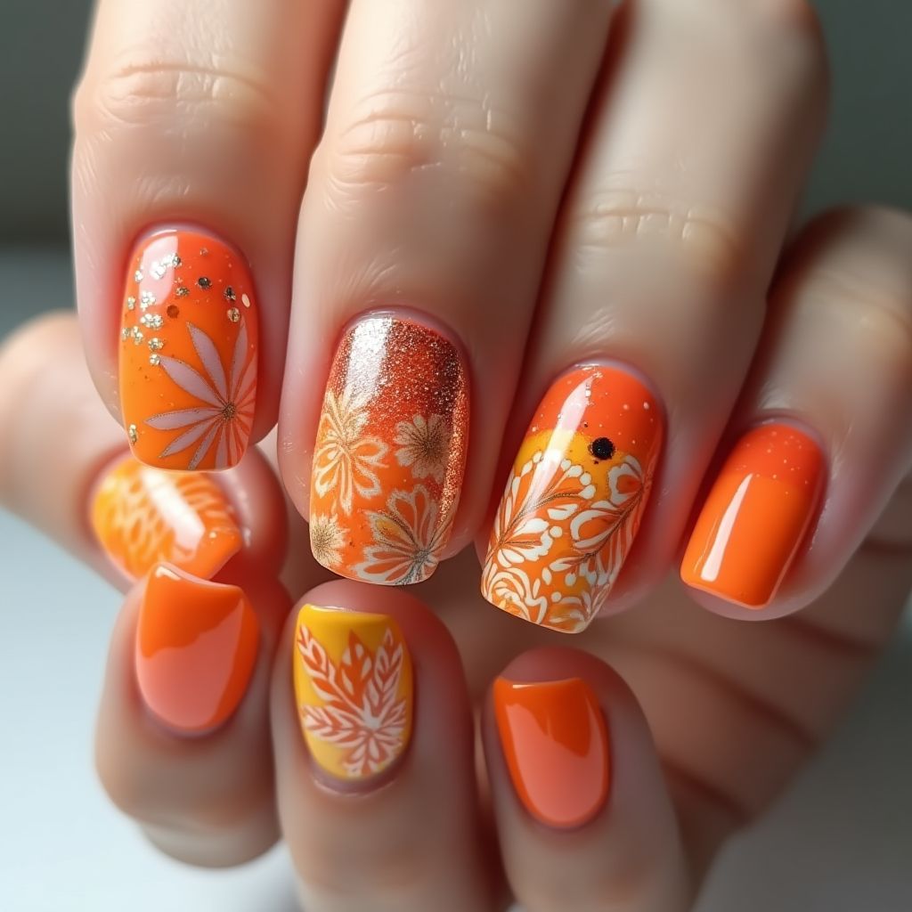 Orange Summer Nail Design