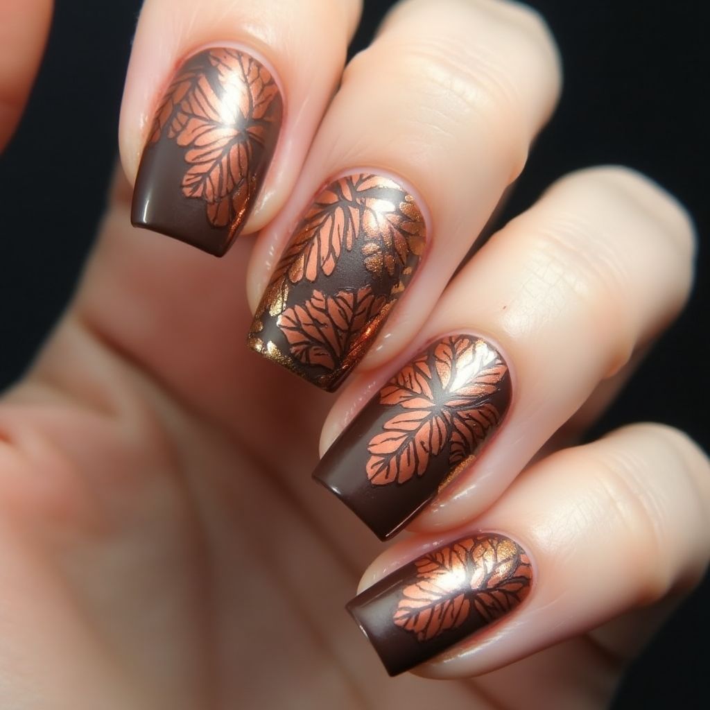 Bronze Autumn Nail Design