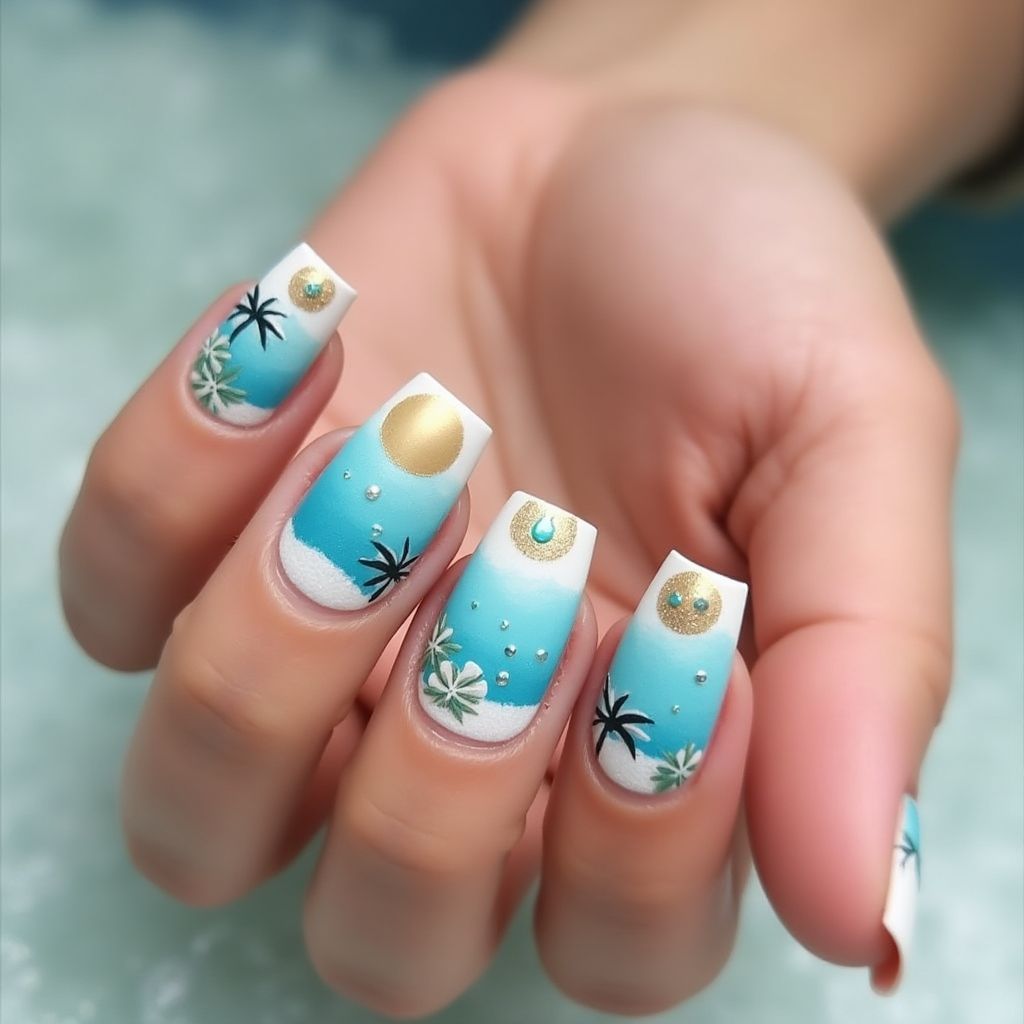 Sky Blue Summer Nail Design