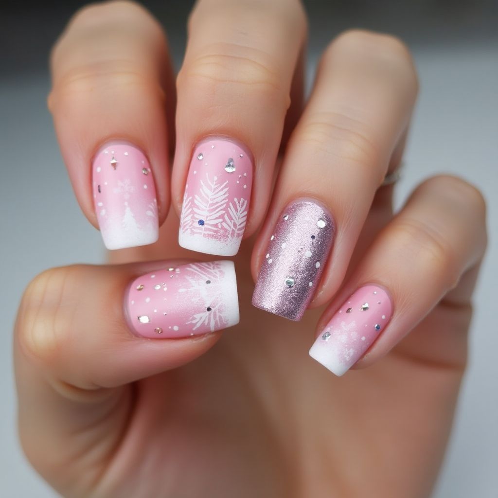 Pink Winter Nail Design