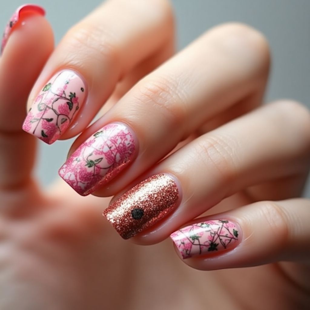 Pink Autumn Nail Design