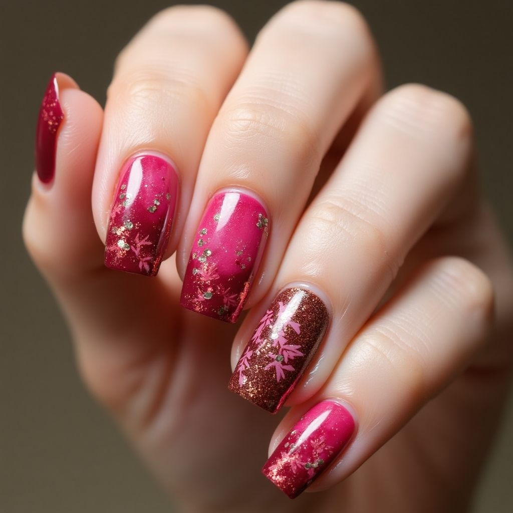 Fuchsia Autumn Nail Design