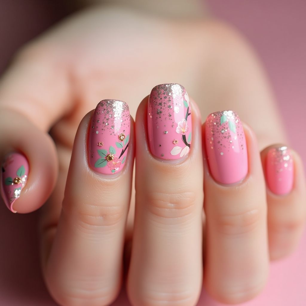 Hot Pink Spring Nail Design