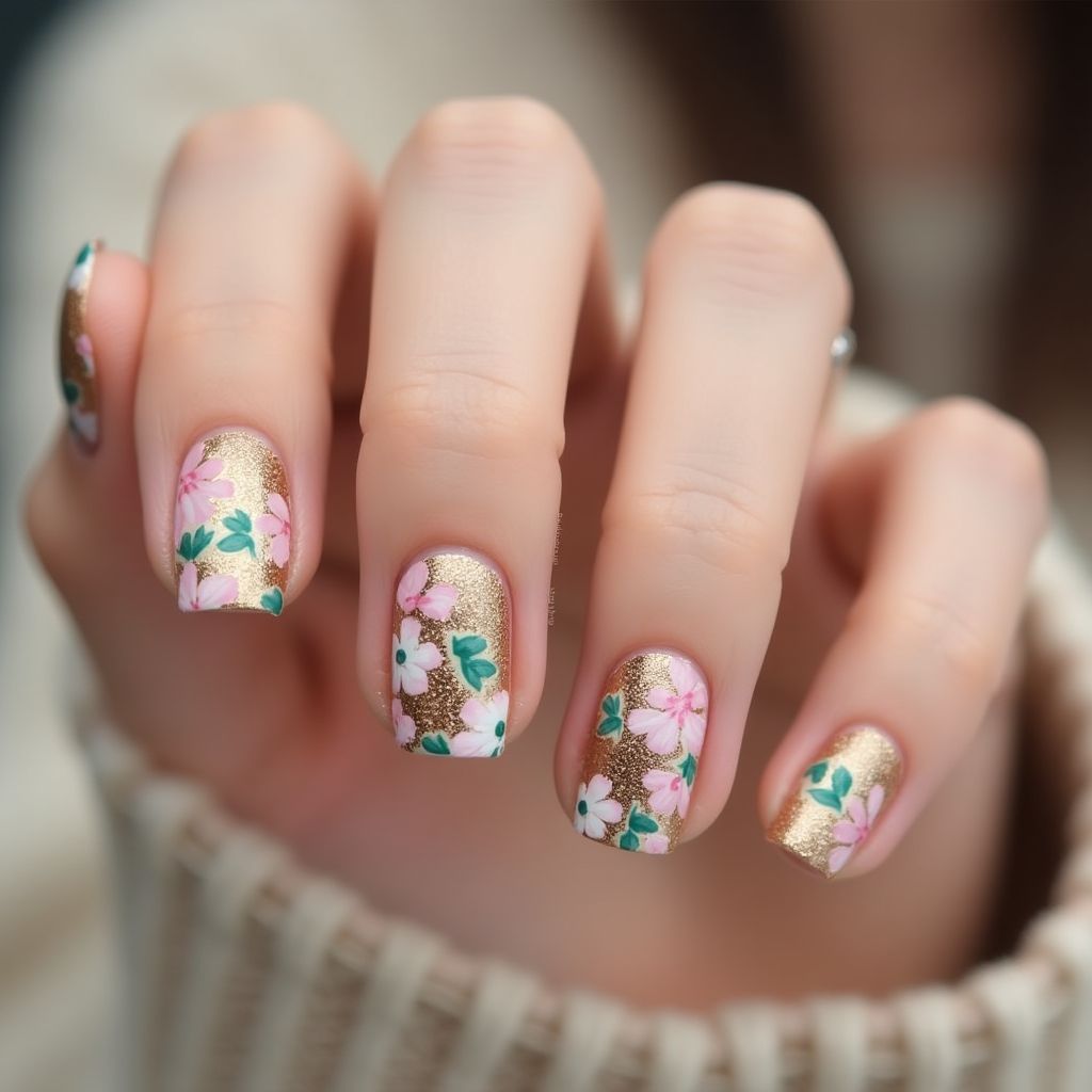 Bronze Spring Nail Design