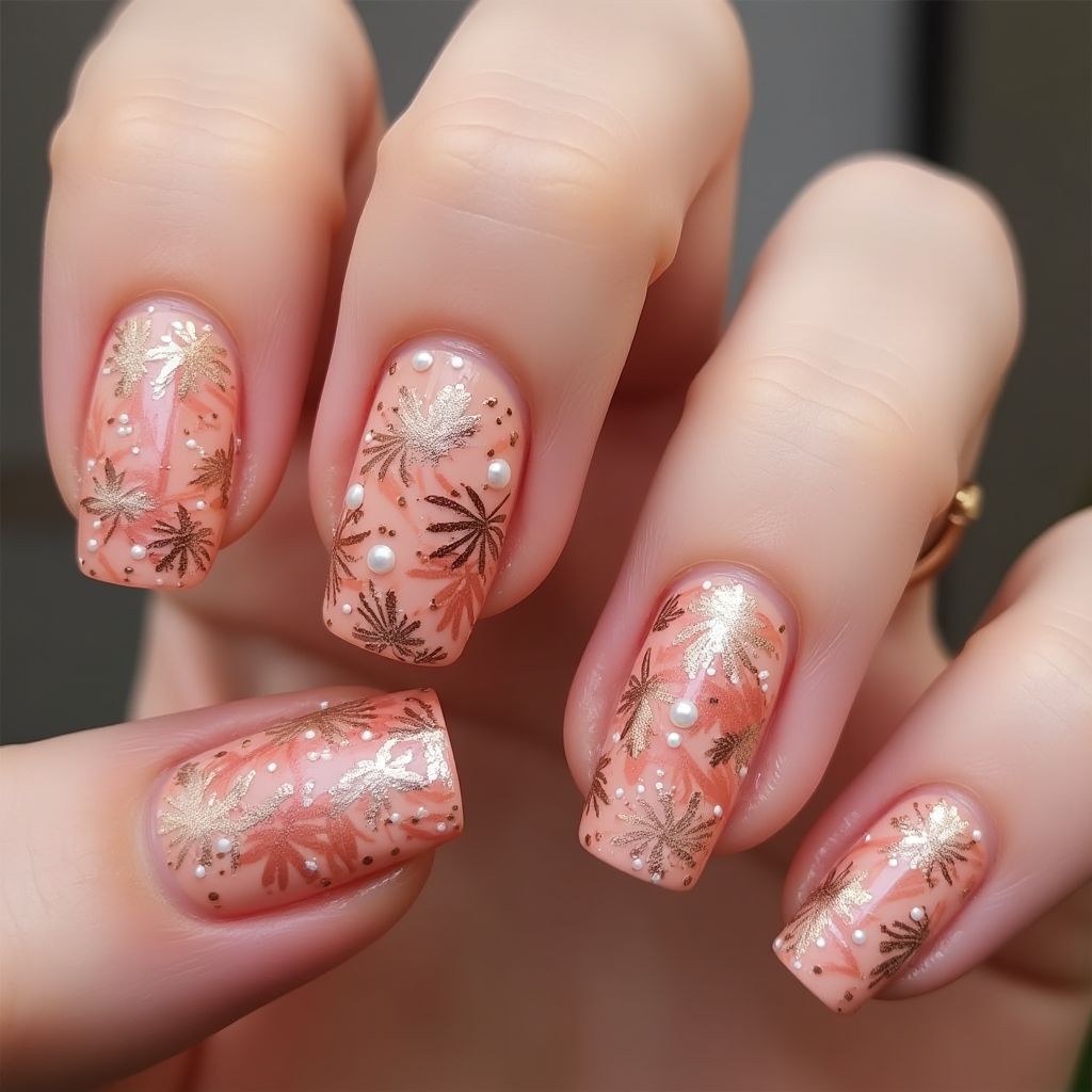 Pink Autumn Nail Design