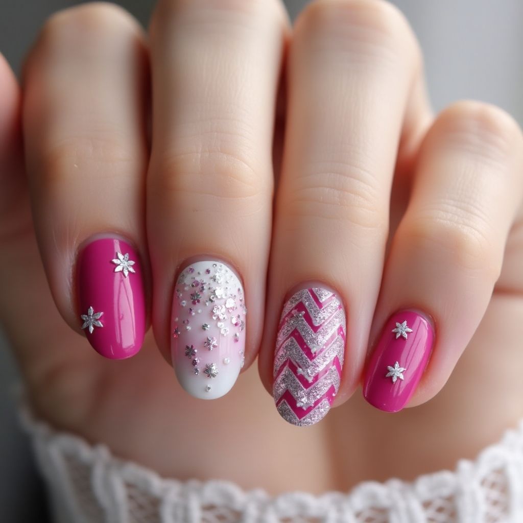 Fuchsia Winter Nail Design