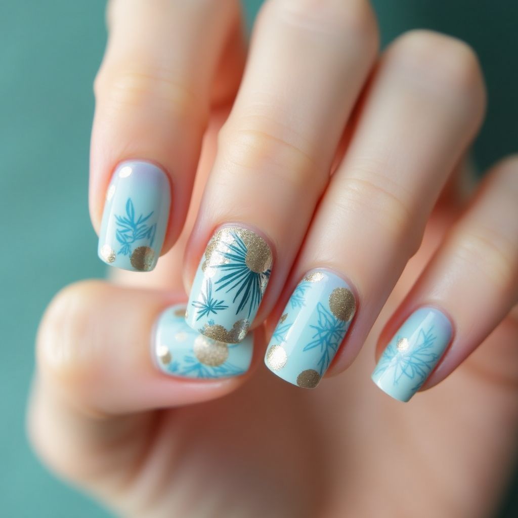 Pastel Blue Summer Nail Design