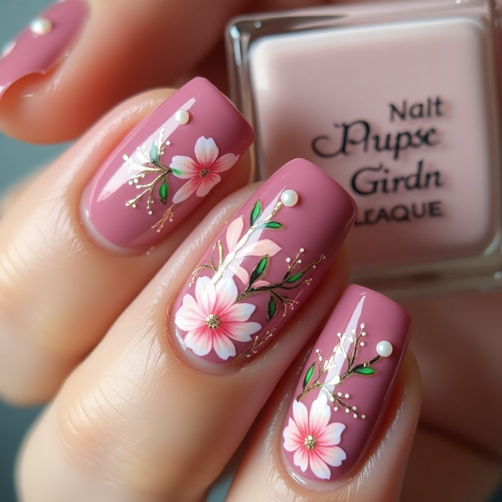 Wine Spring Nail Design