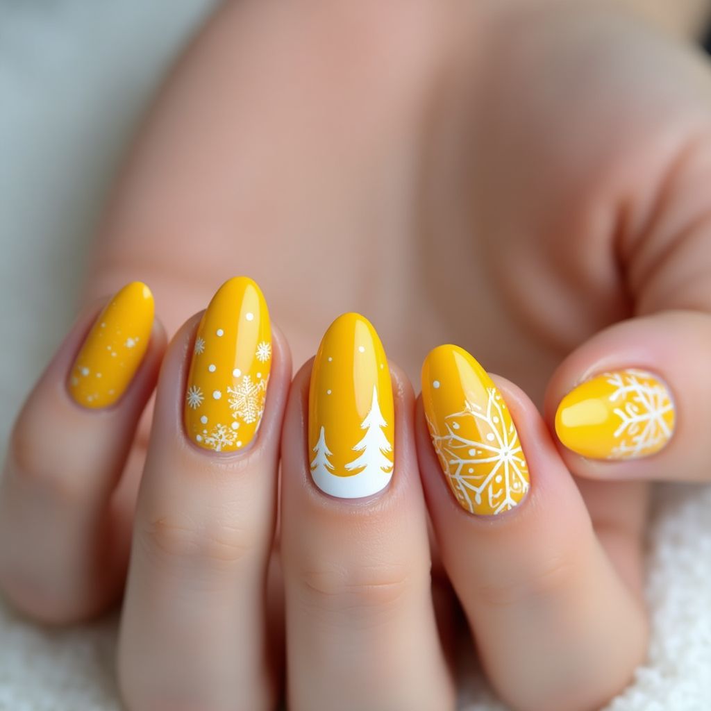 Yellow Winter Nail Design