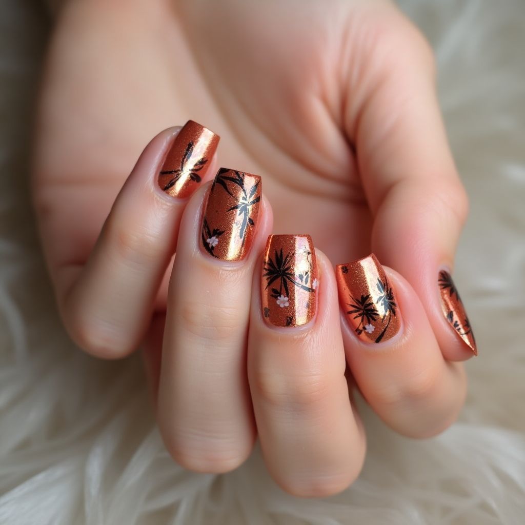 Copper Summer Nail Design