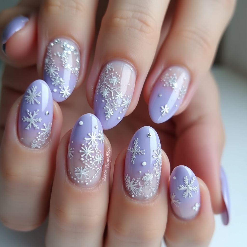 Lilac Winter Nail Design