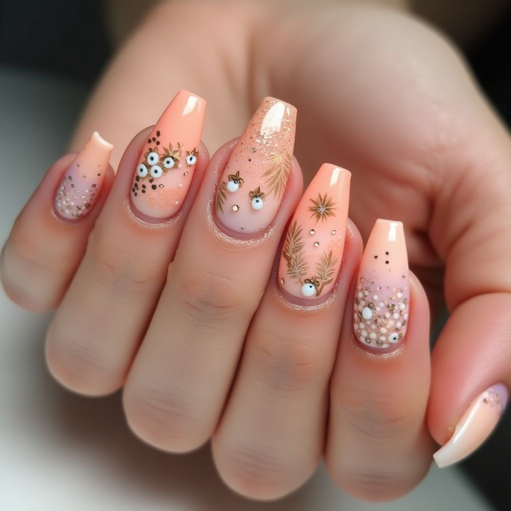 Peach Summer Nail Design