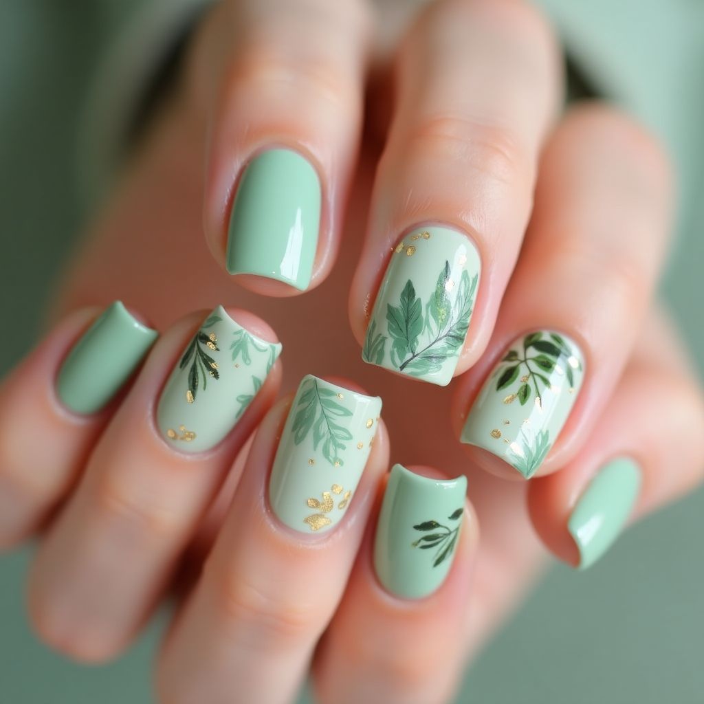 Pastel Green Summer Nail Design
