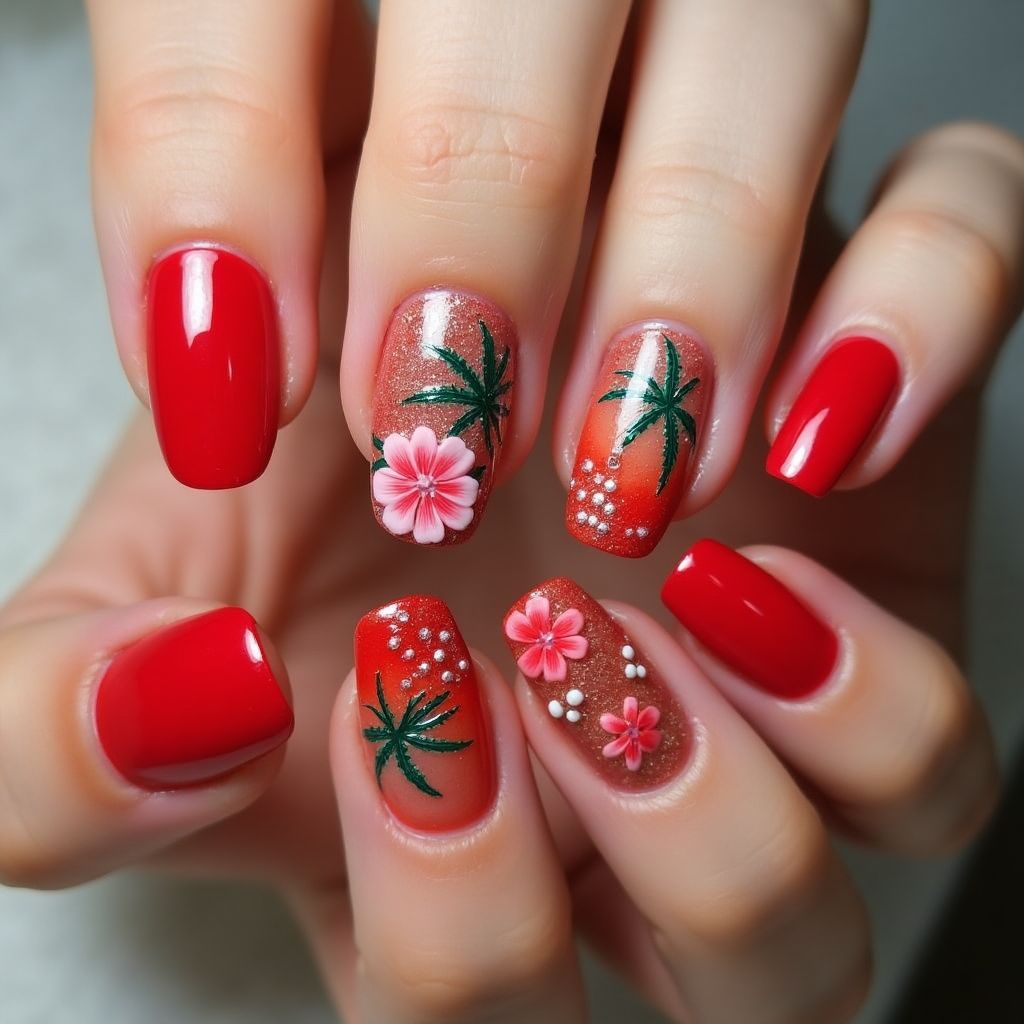 Red Summer Nail Design