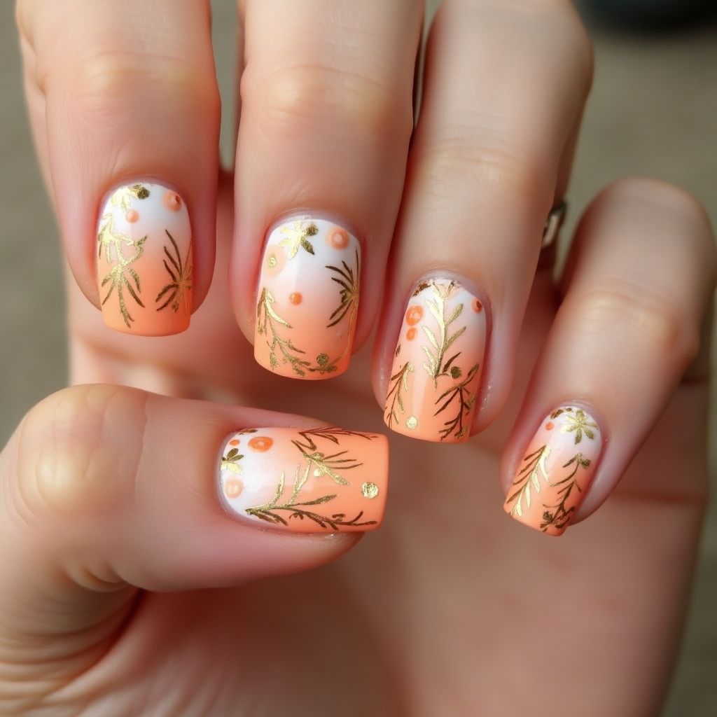 Peach Autumn Nail Design