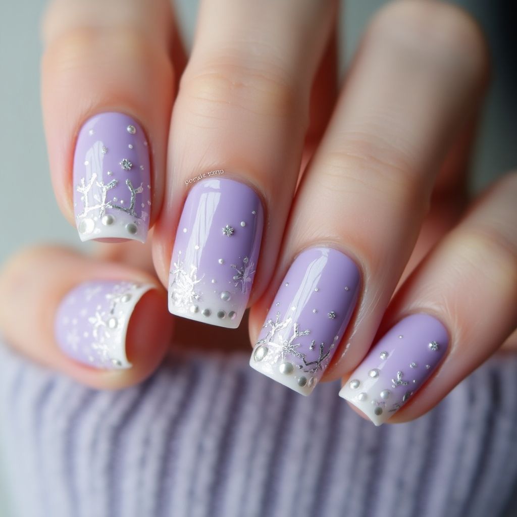 Pastel Purple Winter Nail Design