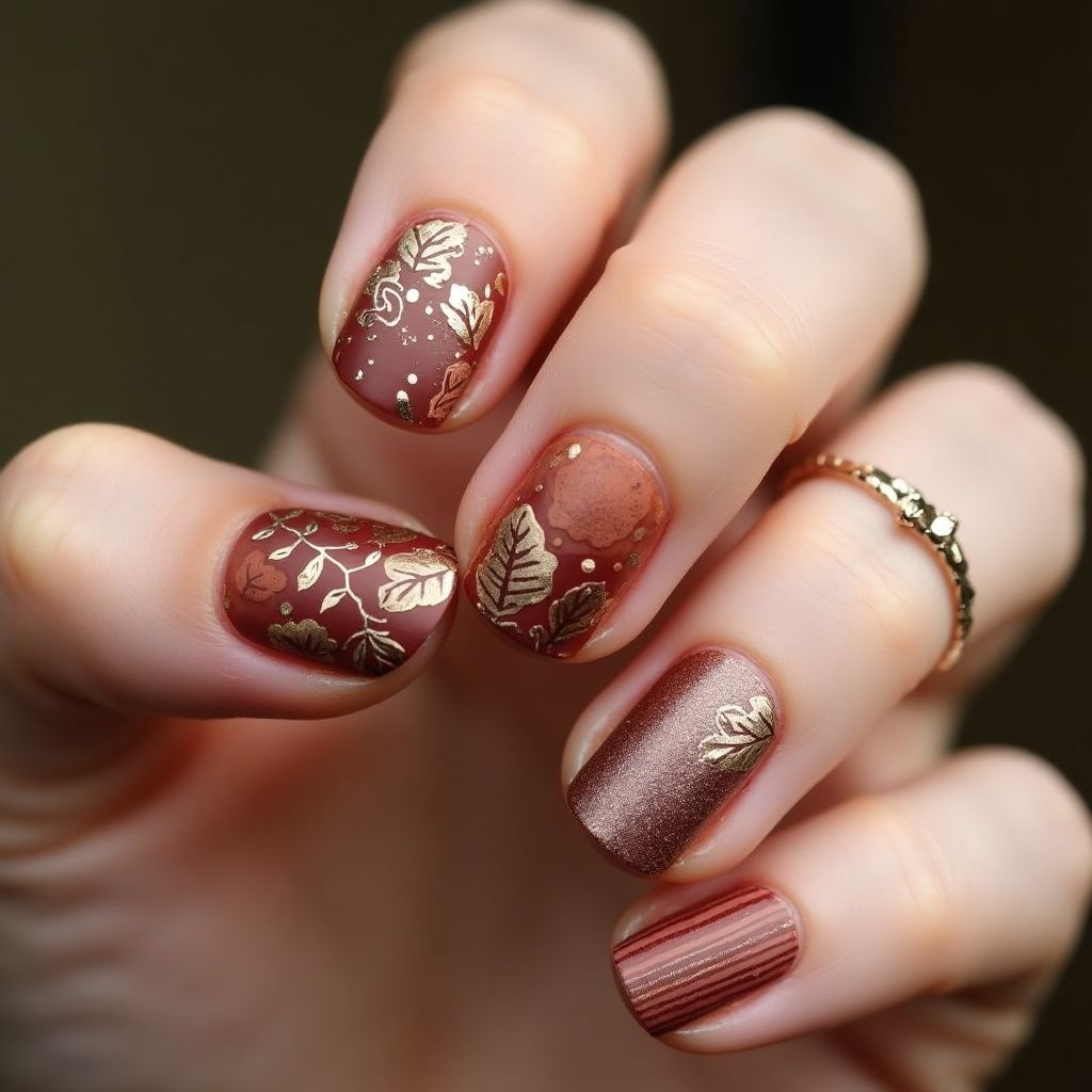 Gold Autumn Nail Design