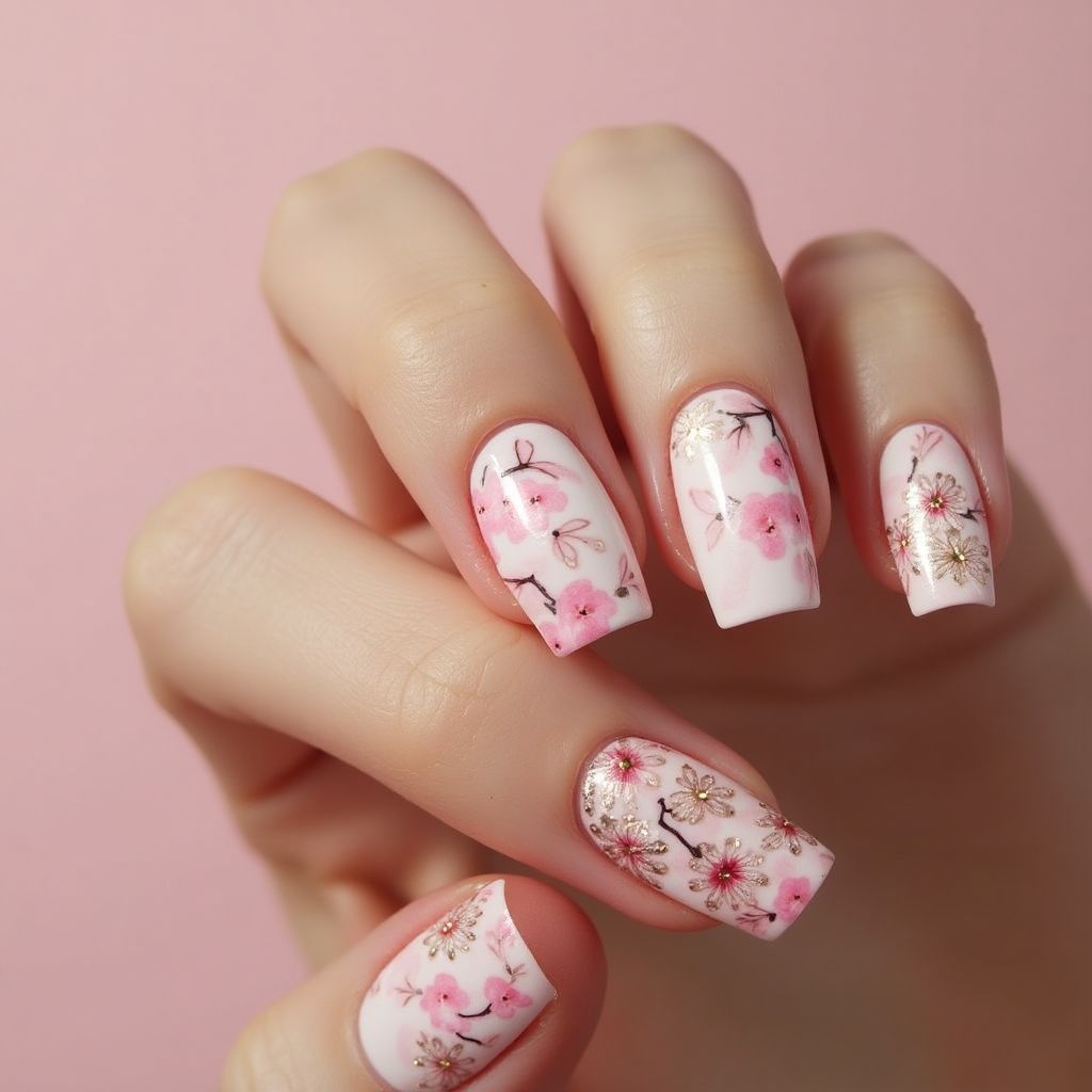 Pink Spring Nail Design
