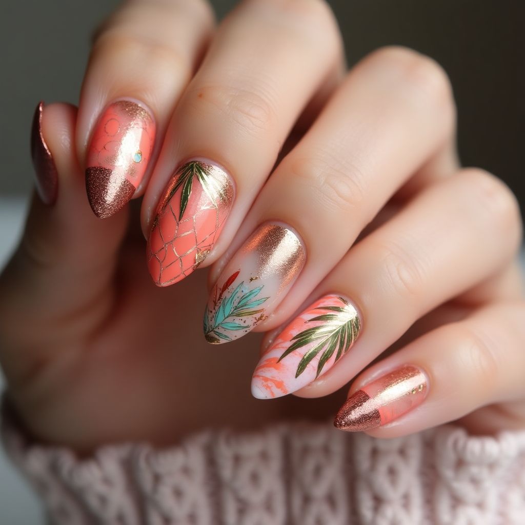 Copper Summer Nail Design