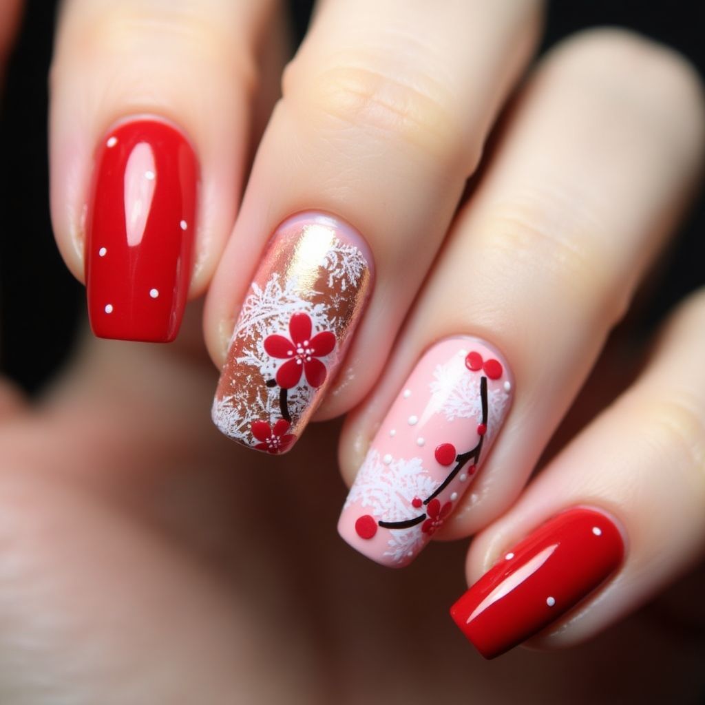 Red Spring Nail Design