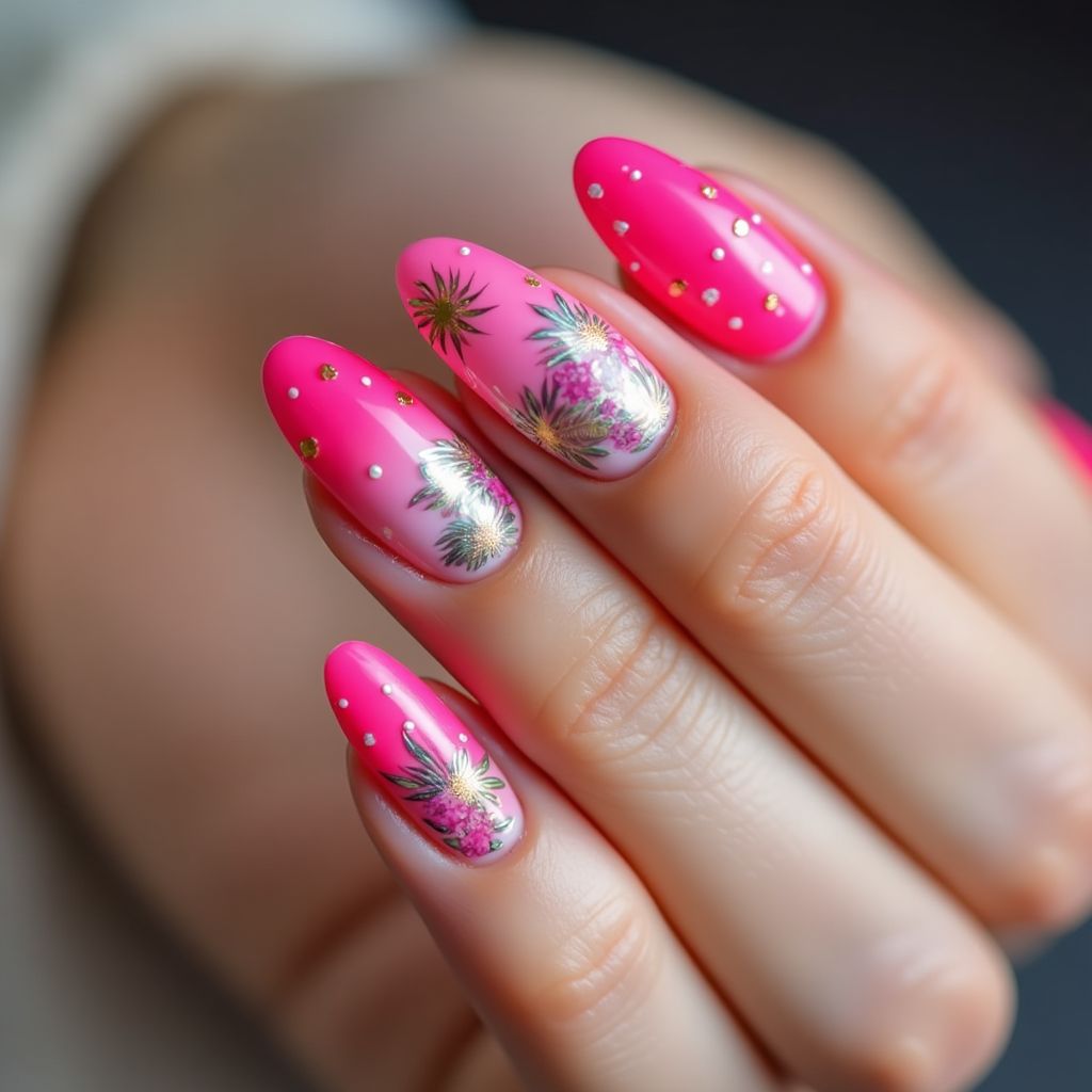 Hot Pink Summer Nail Design