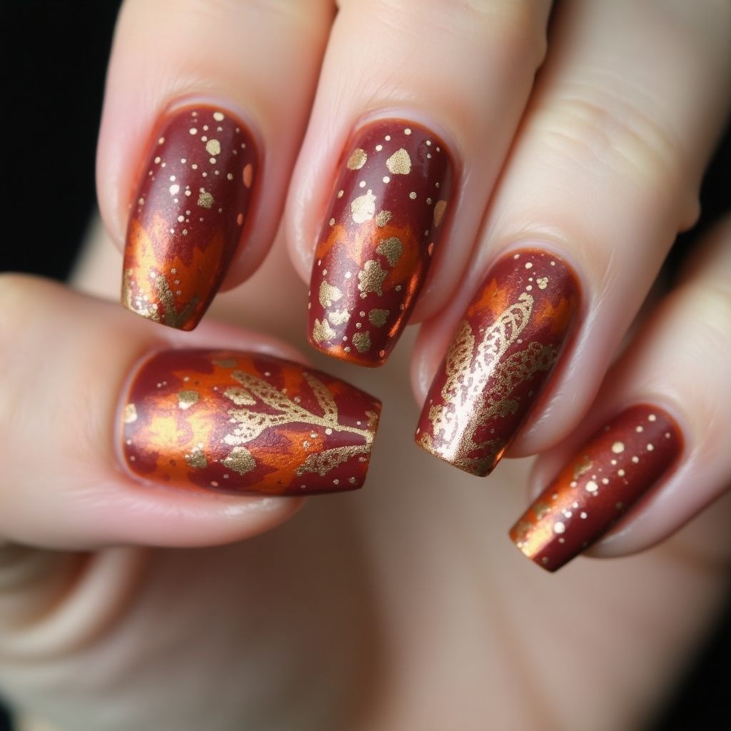 Copper Autumn Nail Design