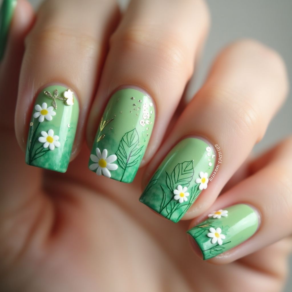 Green Spring Nail Design