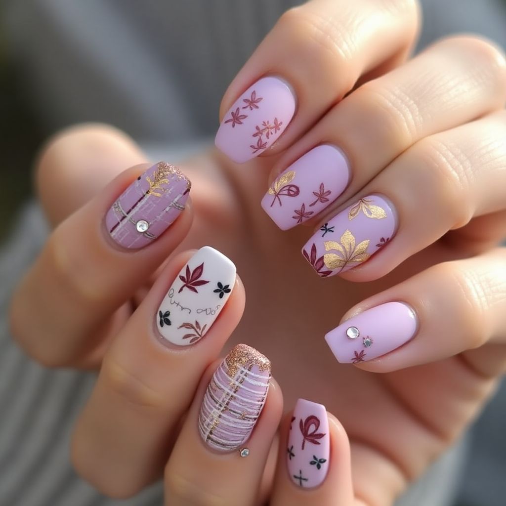 Lilac Autumn Nail Design