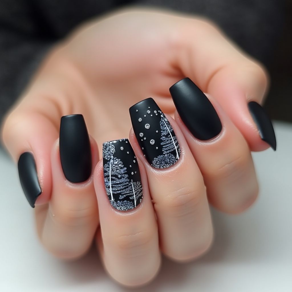 Black Winter Nail Design