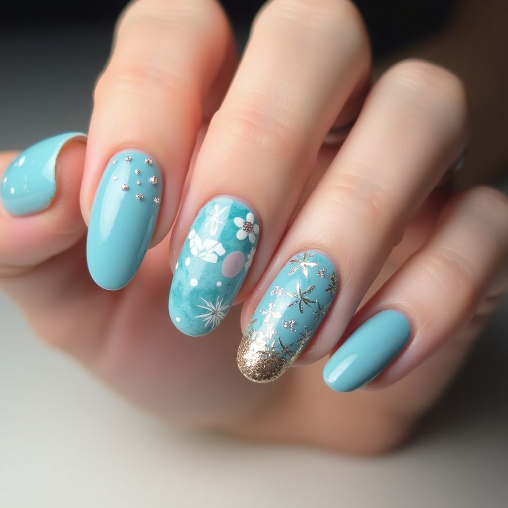 Sky Blue Summer Nail Design