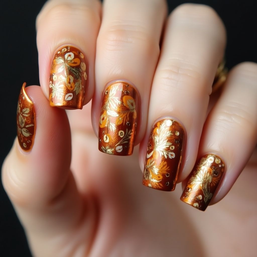 Gold Autumn Nail Design