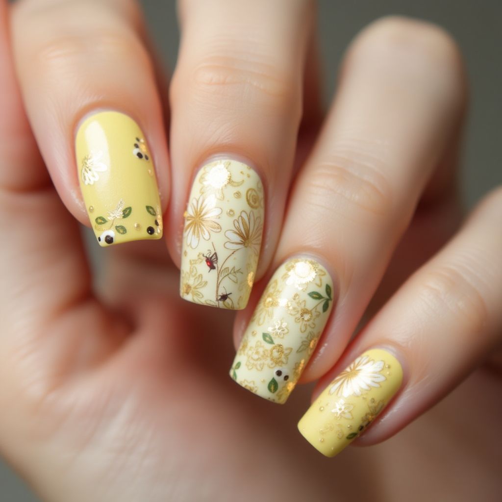 Pastel Yellow Spring Nail Design