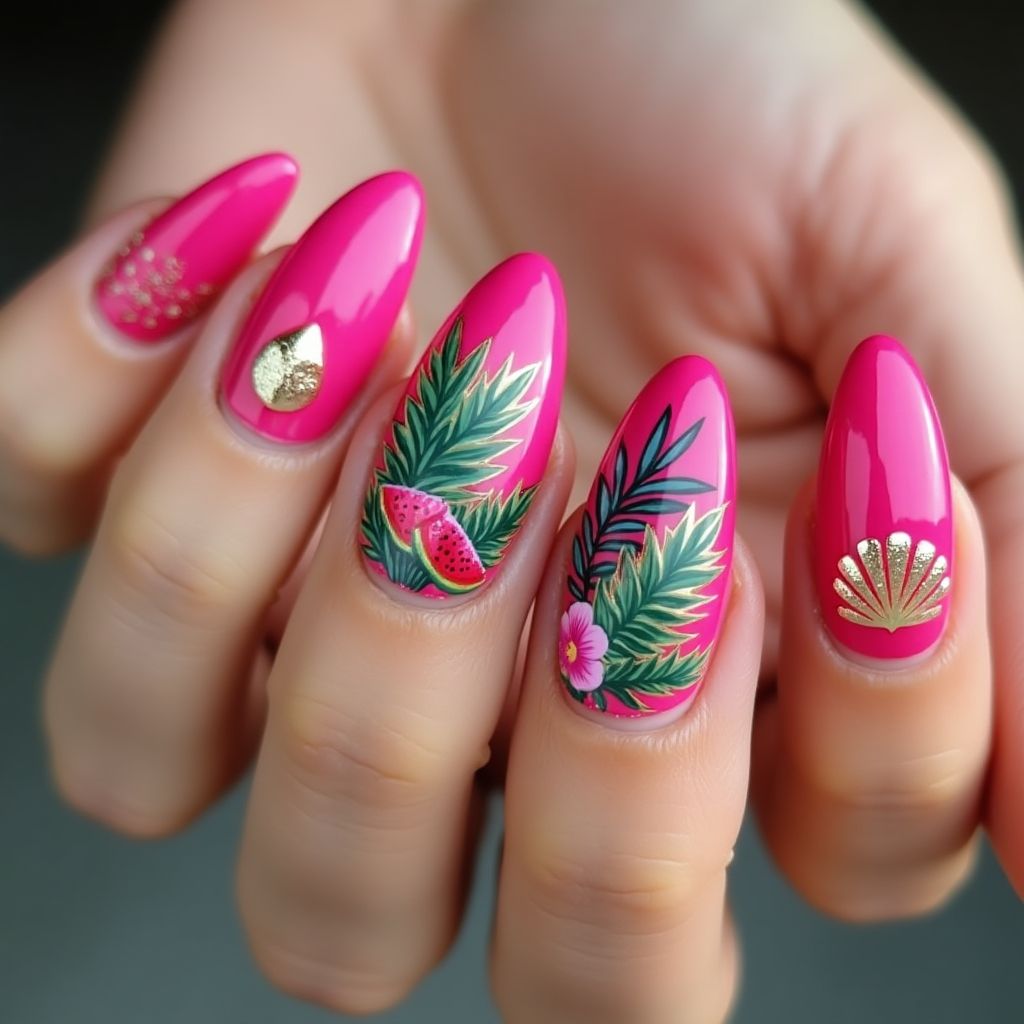 Fuchsia Summer Nail Design