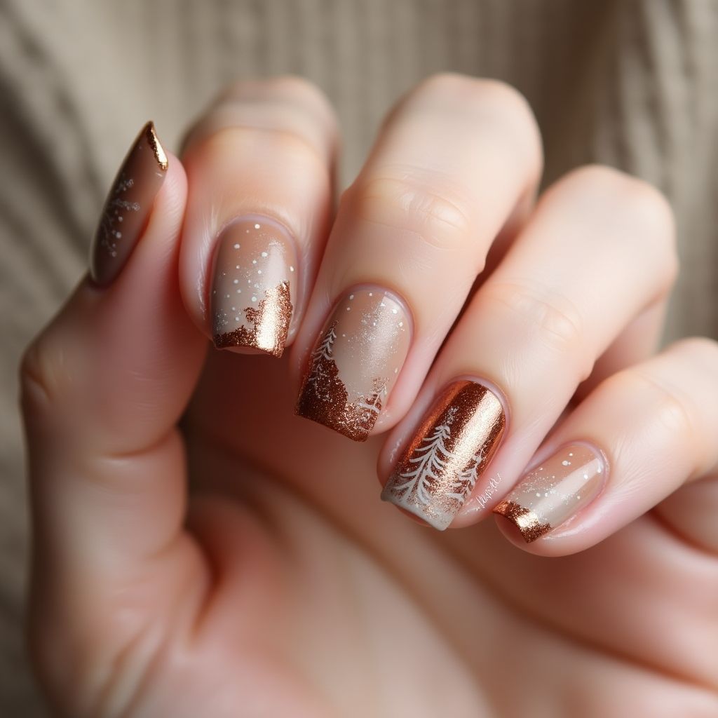 Tan Winter Nail Design