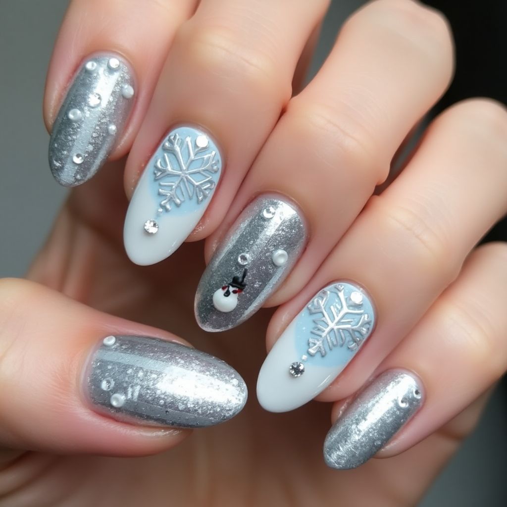 Silver Winter Nail Design