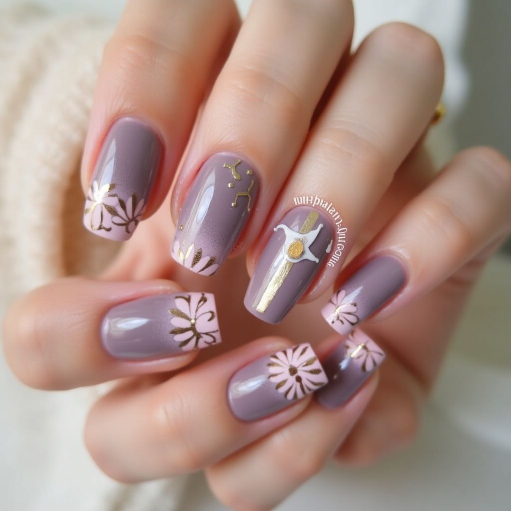 Wine Spring Nail Design