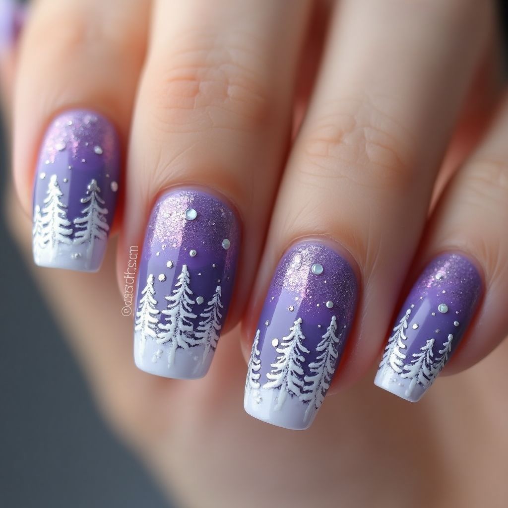Purple Winter Nail Design