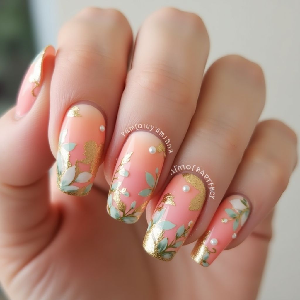 Peach Spring Nail Design