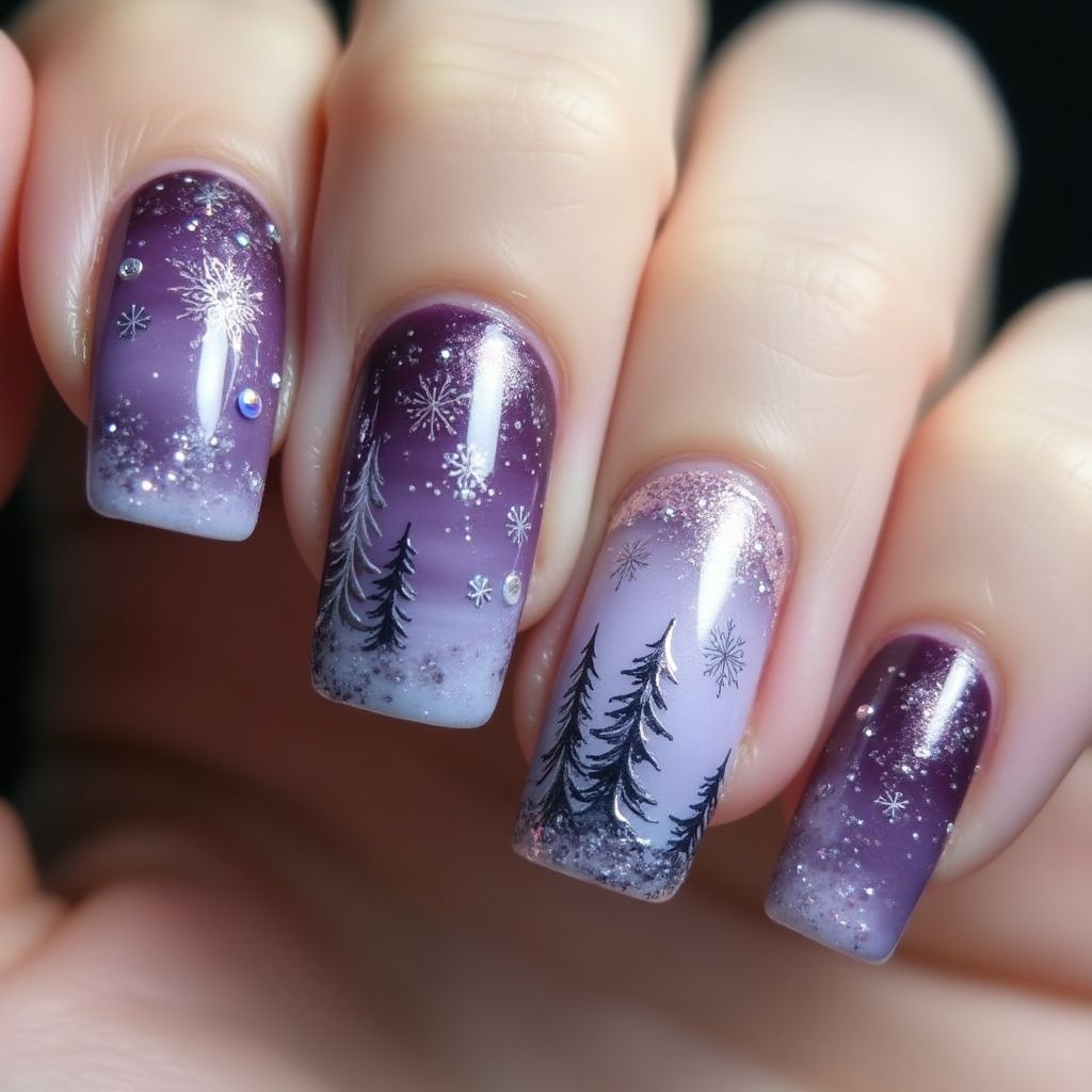 Purple Winter Nail Design